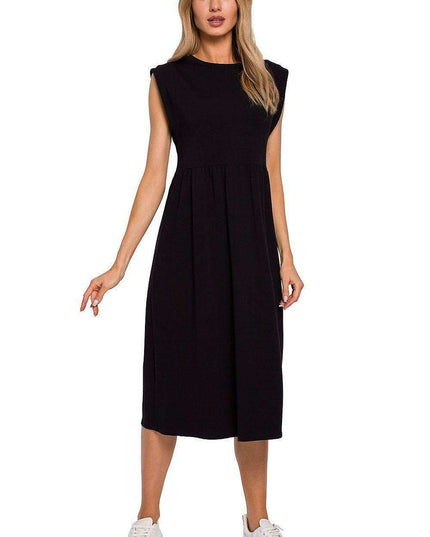 Elegant Knitted Midi Dress with Waist Definition