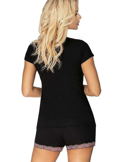 Elegant Navy Blue Lace-Trimmed Sleep Set