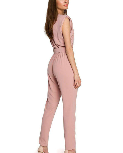 Glamorous Belted Jumpsuit with Structured Shoulders