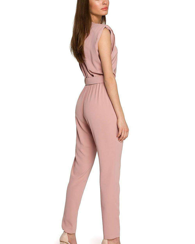 Glamorous Belted Jumpsuit with Structured Shoulders