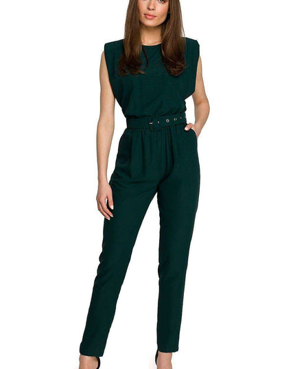 Glamorous Belted Jumpsuit with Structured Shoulders