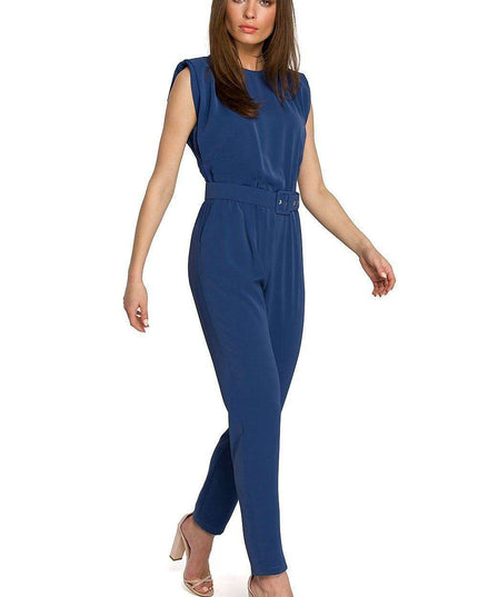 Glamorous Belted Jumpsuit with Structured Shoulders