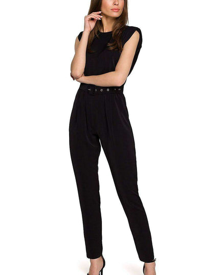 Glamorous Belted Jumpsuit with Structured Shoulders