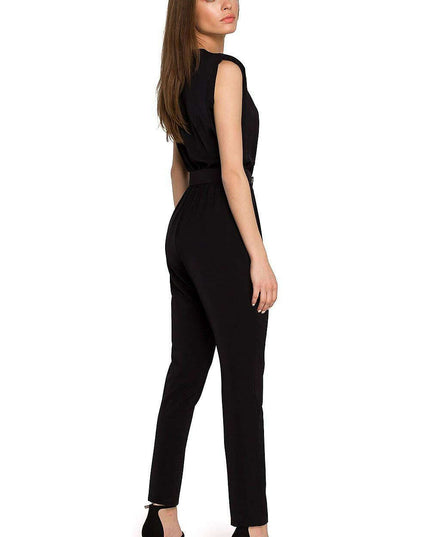 Glamorous Belted Jumpsuit with Structured Shoulders