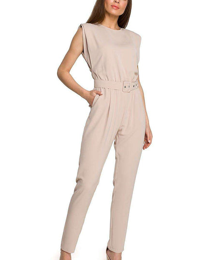 Glamorous Belted Jumpsuit with Structured Shoulders