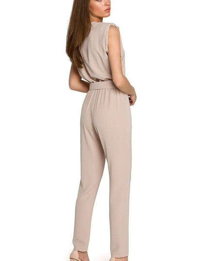 Glamorous Belted Jumpsuit with Structured Shoulders