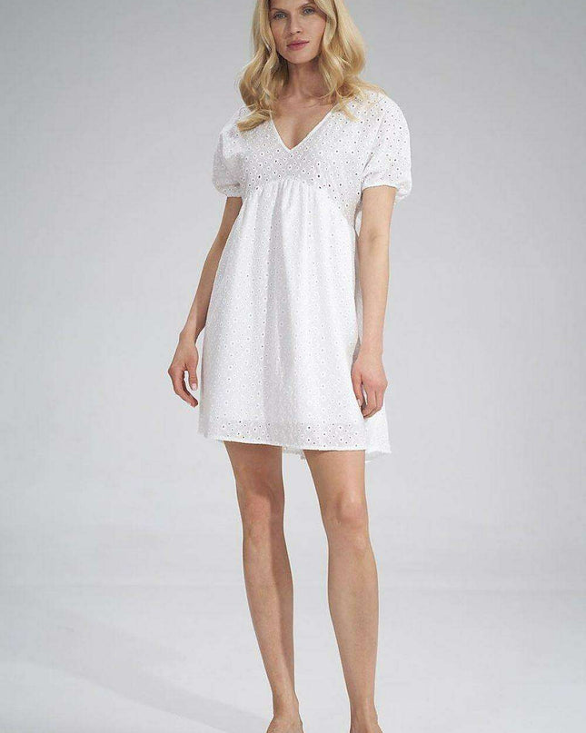 Charming Embroidered Heart Neckline Mini Dress for Festive Occasions