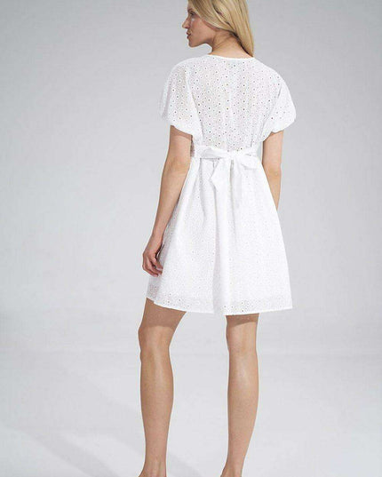 Charming Embroidered Heart Neckline Mini Dress for Festive Occasions