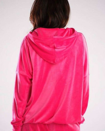Chic Velour Hoodie Sweatshirt with Generous Pocket