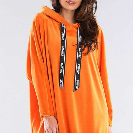Trendy Frill-Trimmed Oversized Hoodie Dress