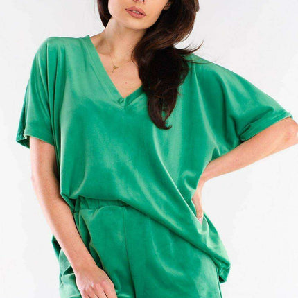 Luxe Velour Lounge Shorts and Tee Set with Coordinating Top