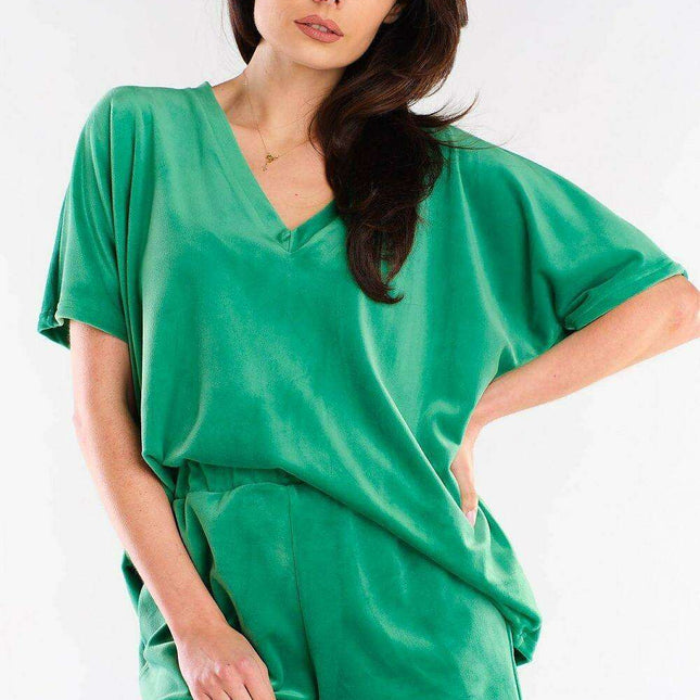 Luxe Velour Lounge Shorts and Tee Set with Coordinating Top