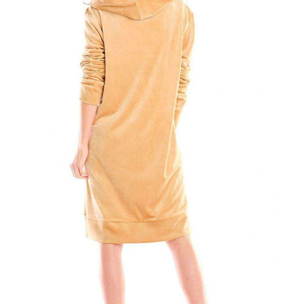 Chic Velour Utility Midi Dress with Pocket