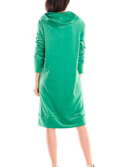 Velour Midi Dress with Functional Pocket and Eye-Catching Logo Tape