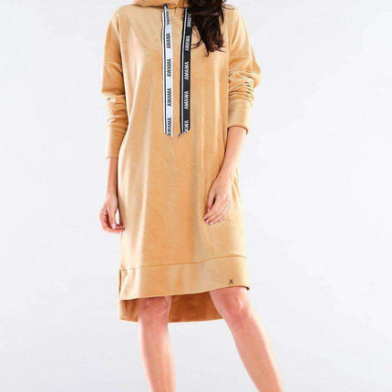 Chic Sporty Velour Daydress with Signature Logo Stripes