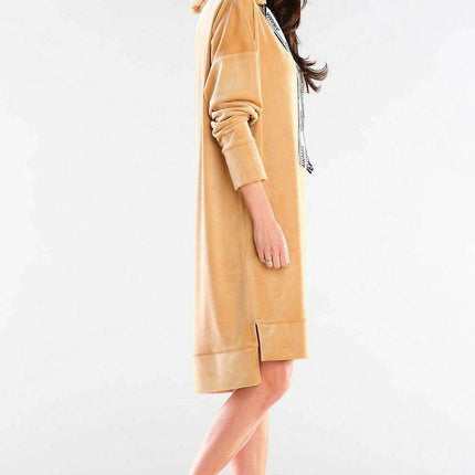 Chic Sporty Velour Daydress with Signature Logo Stripes
