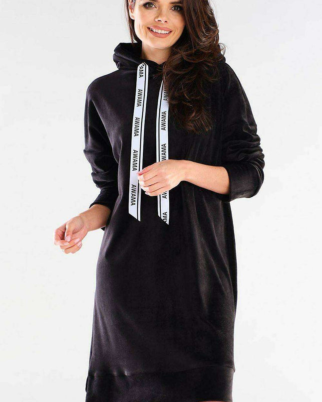 Spring Sporty Chic Velour Logo Tape Dress