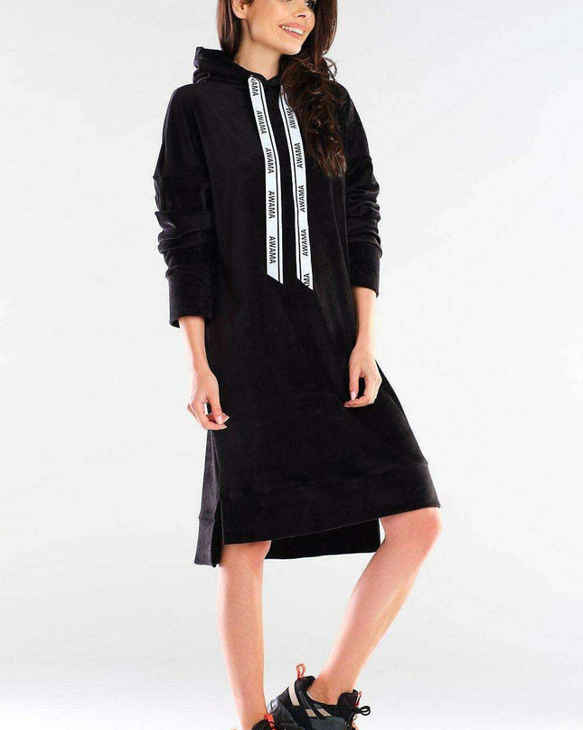 Spring Sporty Chic Velour Logo Tape Dress