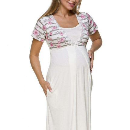 Elegant Maternity and Nursing Nightgown with Pleated Design