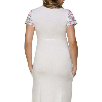 Elegant Maternity and Nursing Nightgown with Pleated Design