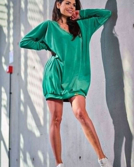 Elegant Velvet Heart-Neck Dress