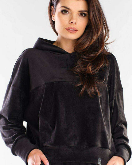 Plush Velour Hooded Sweatshirt - Artfully Made in Poland