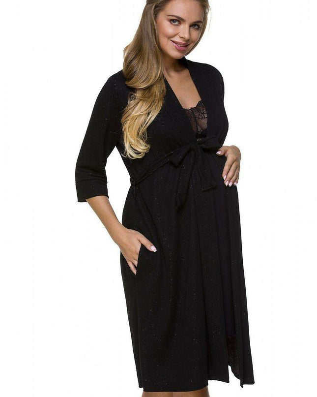 Chic Black Maternity Robe: Embrace Comfort and Style Throughout Your Pregnancy