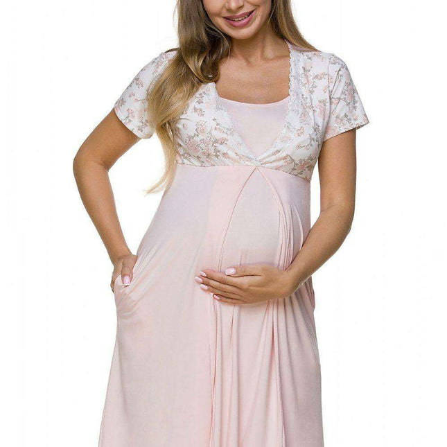 Stylish & Comfortable Maternity Nightshirt in Soft Pastel Shades