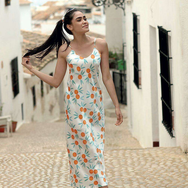 Luxurious Printed Satin Nightgown by DKaren