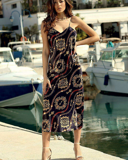 Elegant Printed Satin Nightgown by DKaren