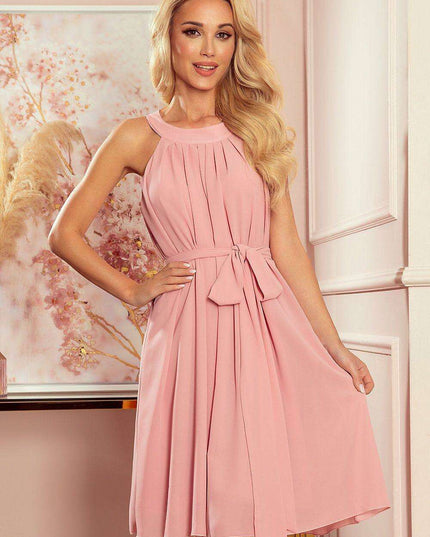 Chic Mocca Chiffon Daydress Set with Belt - Numoco