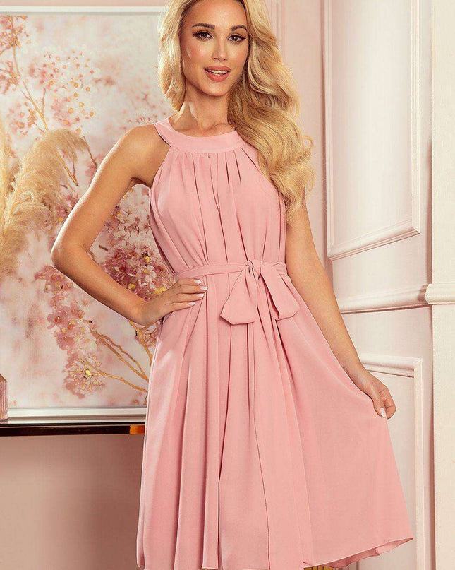 Chic Mocca Chiffon Daydress Set with Belt - Numoco