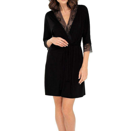 Elegant Black Lace Bathrobe