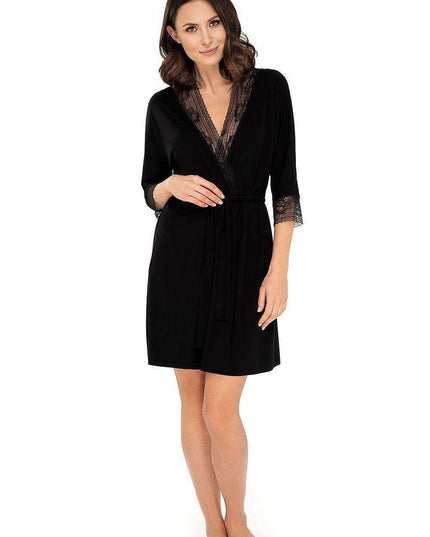 Elegant Black Lace Bathrobe
