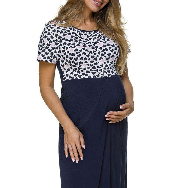 Nursing-Friendly Cozy Love Maternity Sleep Shirt with Stylish Buttons