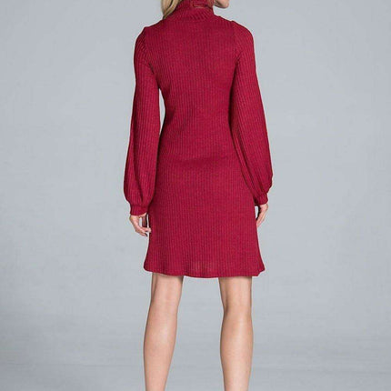 Chic Ribbed Turtleneck Midi Dress