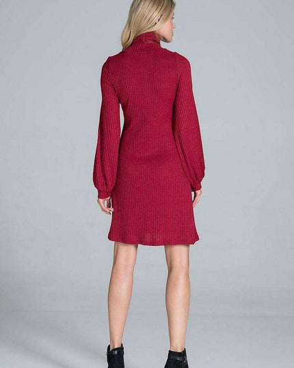 Chic Ribbed Turtleneck Midi Dress