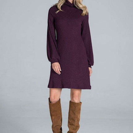 Chic Ribbed Turtleneck Midi Dress