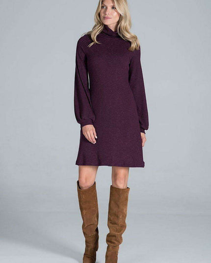 Chic Ribbed Turtleneck Midi Dress