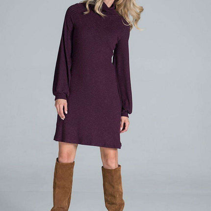 Chic Ribbed Turtleneck Midi Dress