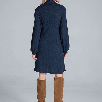 Chic Ribbed Turtleneck Midi Dress