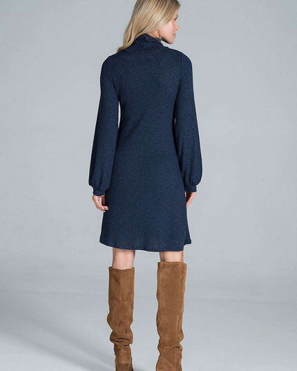 Chic Ribbed Turtleneck Midi Dress