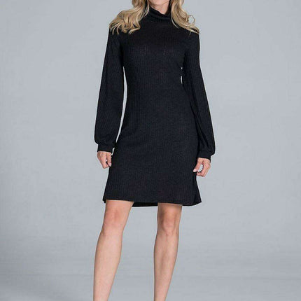 Chic Ribbed Turtleneck Midi Dress