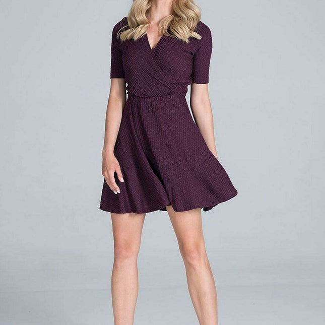 Chic Ruffled Ribbed Mini Dress