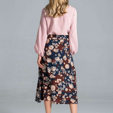 Adjustable Neckline Cotton Blouse with Elegant Elastic Sleeves