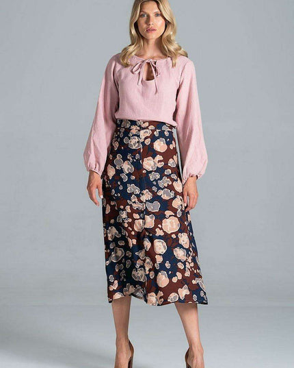 Adjustable Neckline Cotton Blouse with Elegant Elastic Sleeves