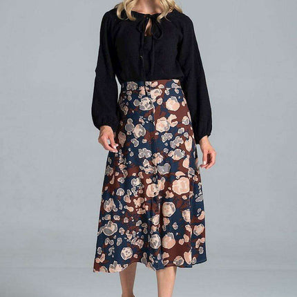 Adjustable Neckline Cotton Blouse with Elegant Elastic Sleeves