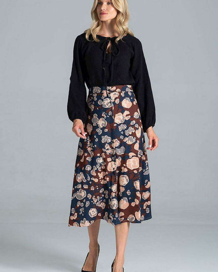 Adjustable Neckline Cotton Blouse with Elegant Elastic Sleeves