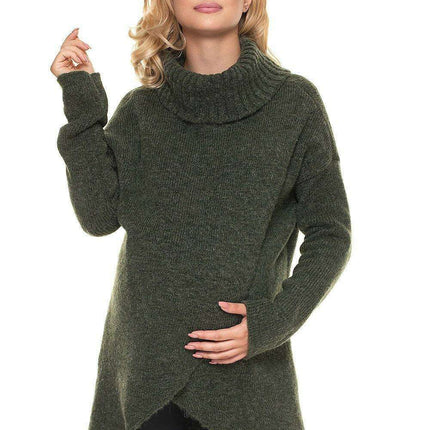Cozy Maternity Knit Sweater with Stylish Peekaboo Design for Nursing