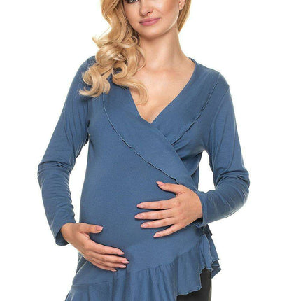 Adjustable Frilled Maternity Top for Comfort During and After Pregnancy